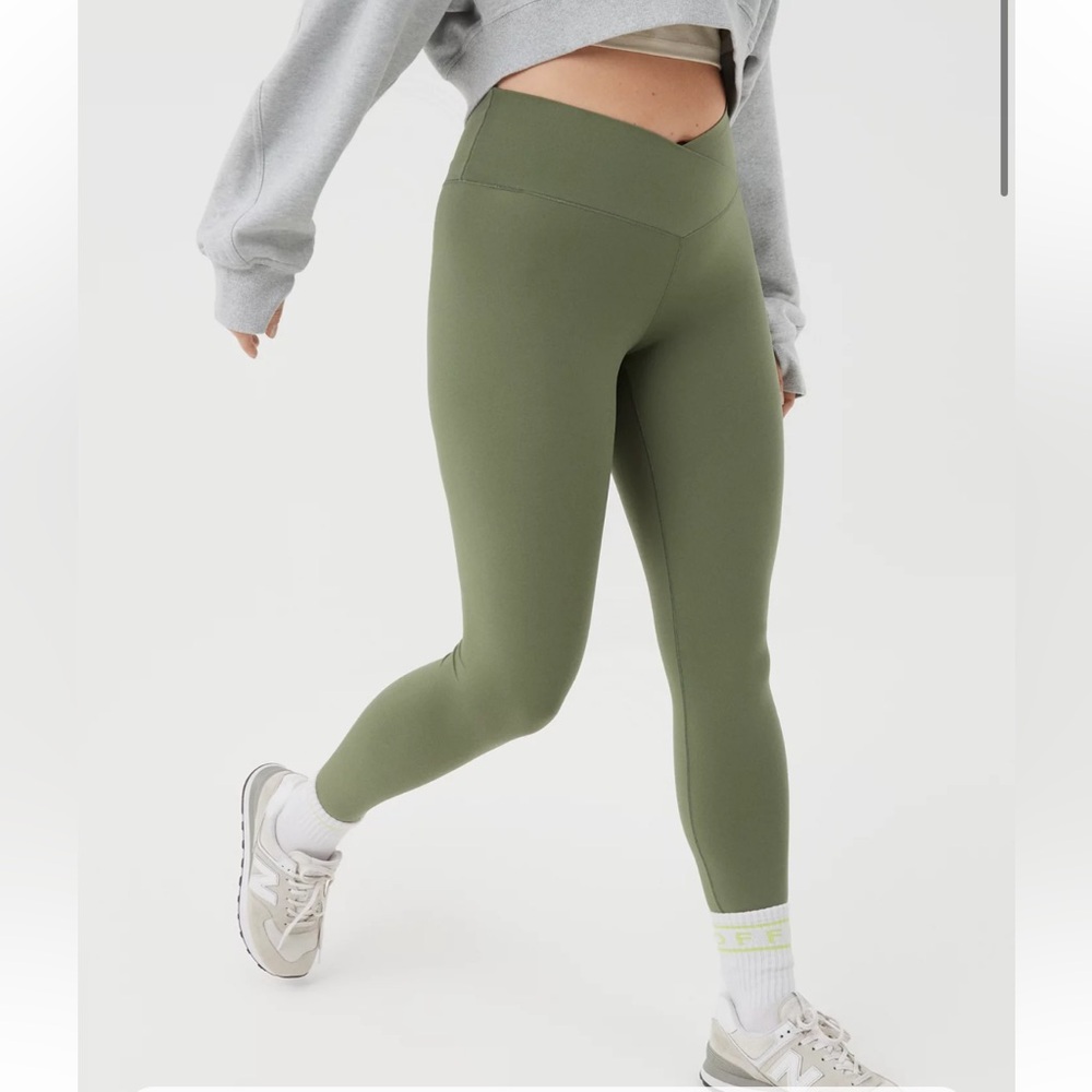 AERIE Offline Real Me 7/8 Hi Rise Crossover Leggings Olive Green Women’s Size XL